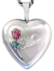 sterling mom locket with rose