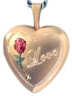 L4004 16 heart locket love rose