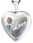 sterling love with rose heart locket