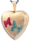 L4005  two butterflies heart locket