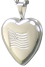 sterling flag heart locket