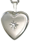 sterling 16 heart locket with stone