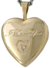 I Love You heart locket with diamond