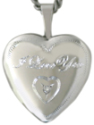 L4028 Love You heart locket and diamond