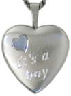 sterling its a boy heart locket