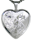 L4051D scroll with diamond heart locket