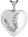 L4104 2 feathers heart locket