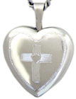 sterling 16 heart locket with cross