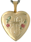 Cross with flowers heart locket