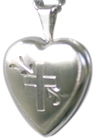 L4013 16mm heart locket with cross