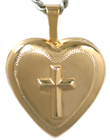 L4027 embossed cross heart locket