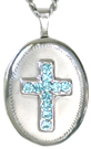cross with stones oval locket