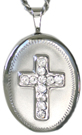 16mm oval locket with cross