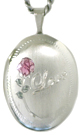 sterling love with rose oval locket