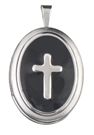 16mm oval cross locket with color