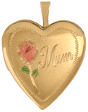 L5010K Mum with rose 20mm heart locket