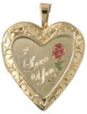 L5023 I love you with rose heart locket