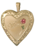gold embossed mom with rose locket