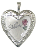 silver embossed frame with mom locket