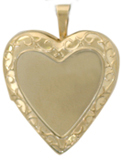 gold heart locket embossed frame
