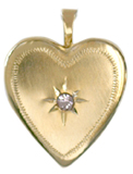 gold 20mm heart locket with stone