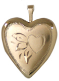 gold scroll heart locket