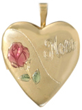 gold mom with rose heart locket