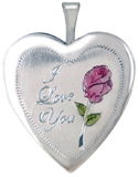 L5050 I love you with rose heart locket