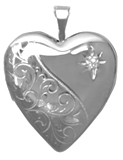 L5064D scroll with diamond heart locket