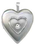 raised heart locket with stone