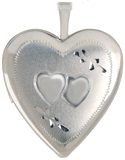 sterling 20 heart locket with 2 hearts