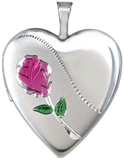 L5145E 20mm heart locket with rose
