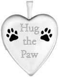 L5164E Hug the paw sterling heart pet locket