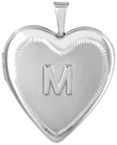 L5244 20mm heart locket with embossed initial