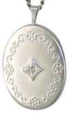 sterling oval locket with diamond