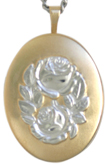 two tone embossed oval rose locket