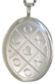 L8026 sterling oval kisses and hugs locket