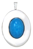 L8079 20 oval locket with turquoise stone