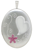 L8083 heart and flower oval locket