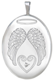 L8086D sterling oval locket with wings and diamond