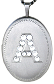 L8087 crystal initial oval locket
