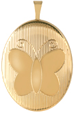 L8103 gold lined butterfly oval locket