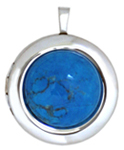 C1126 22 round locket with turquoise