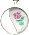 sterling round locket with flower