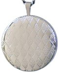 sterling diamond pattern round locket