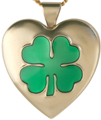 gold 4 leafe clover heart locket