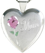 Mum heart locket with rose