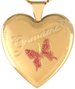 L6014 grandma with butterflies heart locket