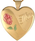 L6015 Mum with Rose 25mm heart locket