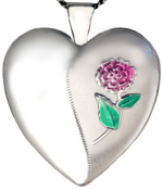 L6034 embossed flower 25mm heart locket